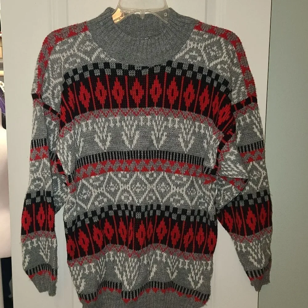 Vintage 1980's Crewneck Fair Isle Aderro Sweater